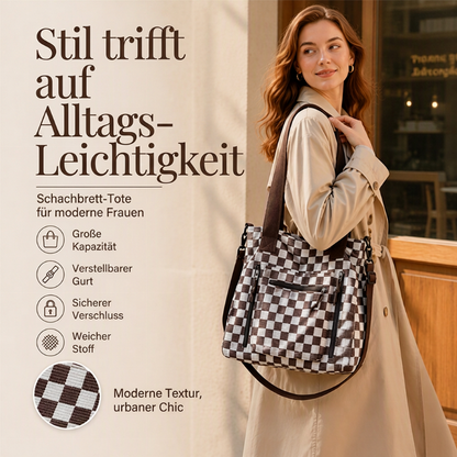 📢📢50%Rabatt!!!🎉✨Legere große Kapazität Tote Bag mit Schachbrettmuster