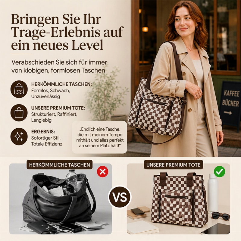 📢📢50%Rabatt!!!🎉✨Legere große Kapazität Tote Bag mit Schachbrettmuster