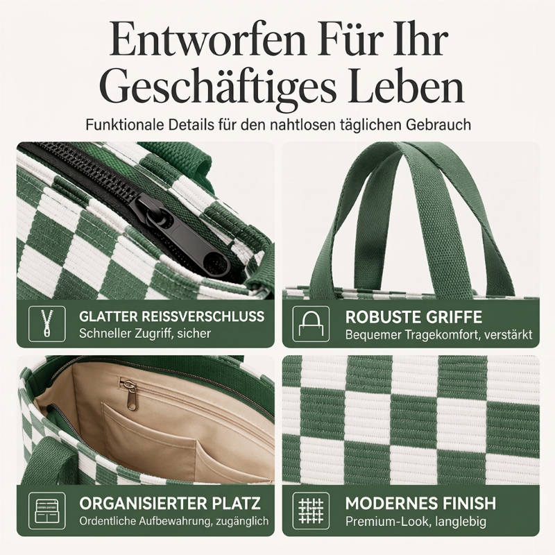 📢📢50%Rabatt!!!🎉✨Legere große Kapazität Tote Bag mit Schachbrettmuster