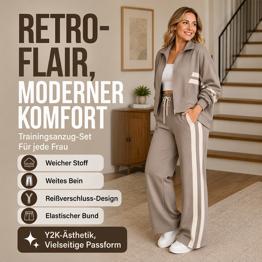 🚨 Letzte Chance – 50% Rabatt! ⏳ Sportliches 2-Teile-Streifen-Set für Damen
