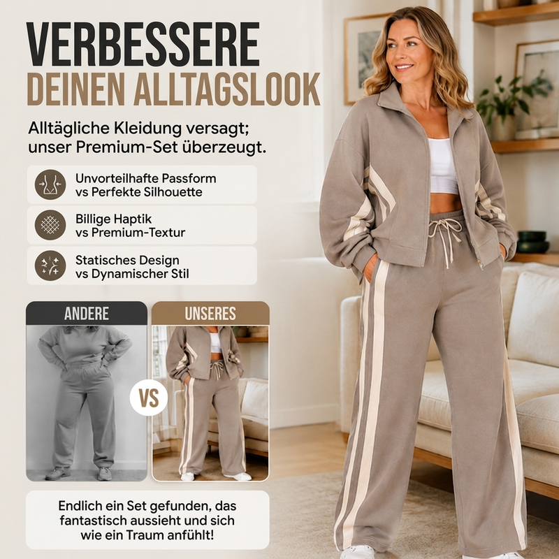 🚨 Letzte Chance – 50% Rabatt! ⏳ Sportliches 2-Teile-Streifen-Set für Damen
