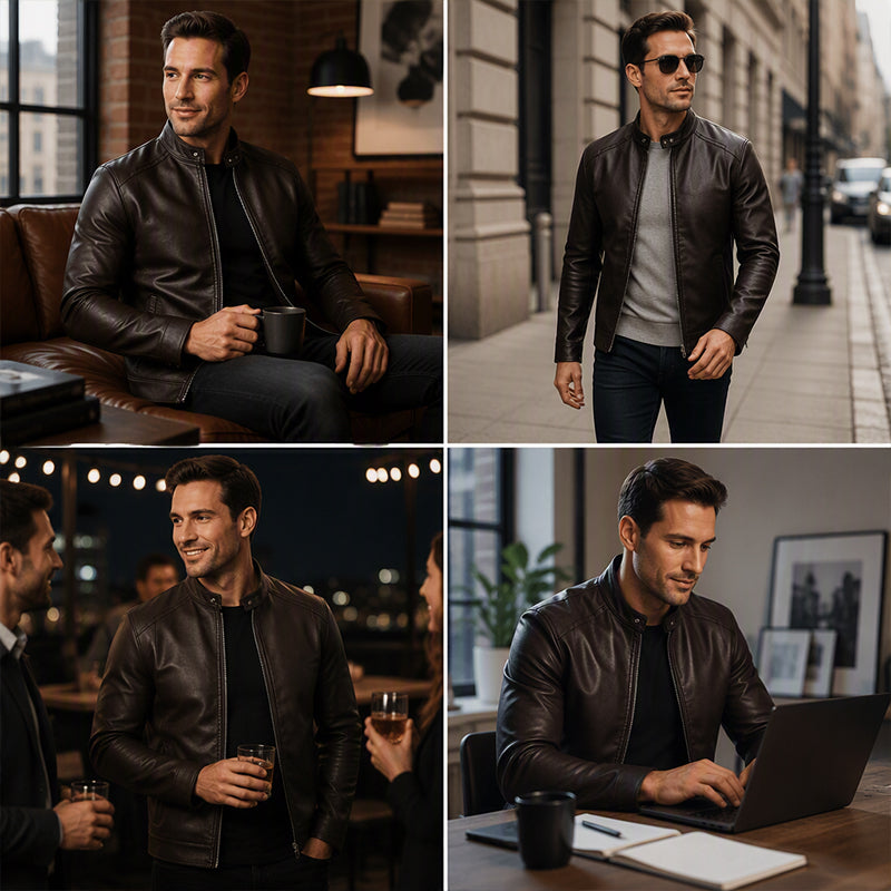 📢📢50%Rabatt!!!🎉✨Warme Bikerjacke in Slim Fit