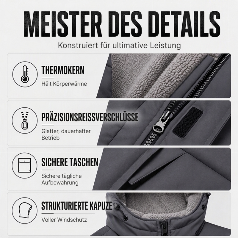 📢📢50%Rabatt!!!🎉✨Beheizbare, winddichte Herren-Winterjacke mit Kapuze