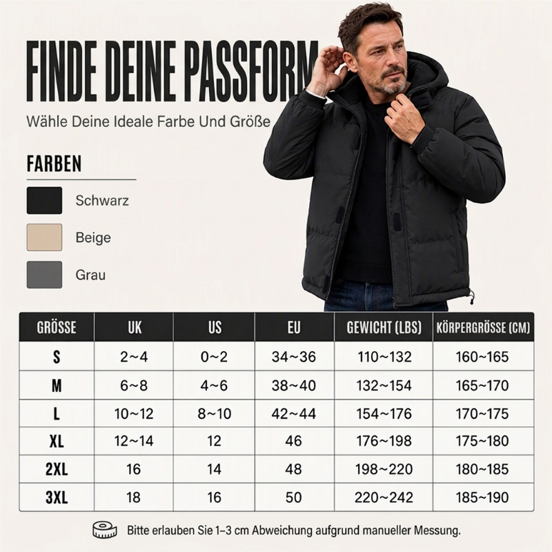 📢📢50%Rabatt!!!🎉✨Beheizbare, winddichte Herren-Winterjacke mit Kapuze