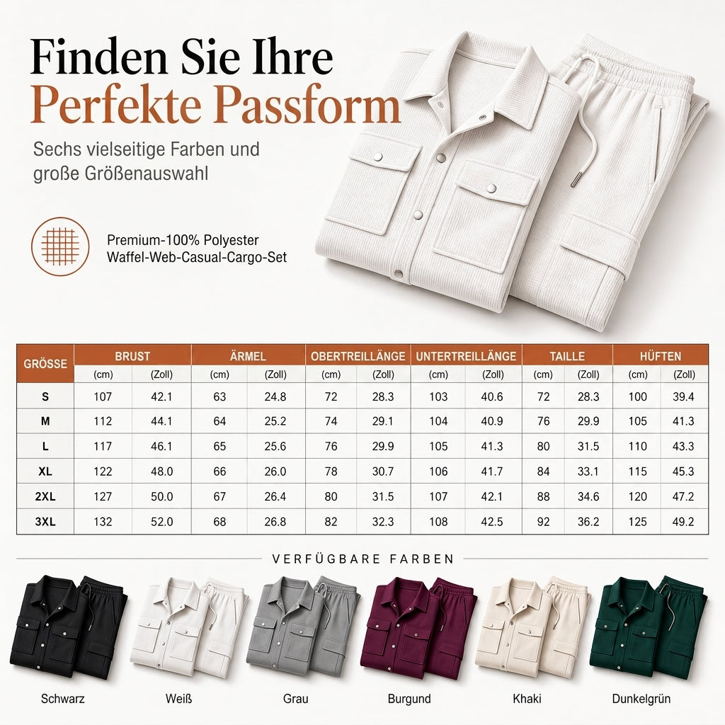 🔥Beliebtes Produkt ！✨Zweiteiliges Set aus legerer Waffelstrickjacke und passender Hose für Herren