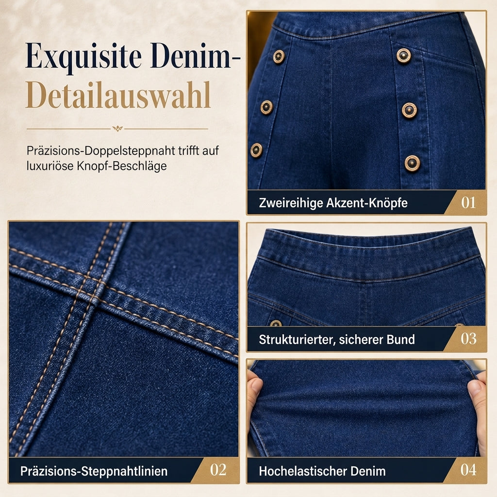 🙌 70% Wiederkaufquote – Qualität überzeugt! High-Waist Jeans mit weiter Beinform, Stretch-Denim und dekorativen Knöpfen
