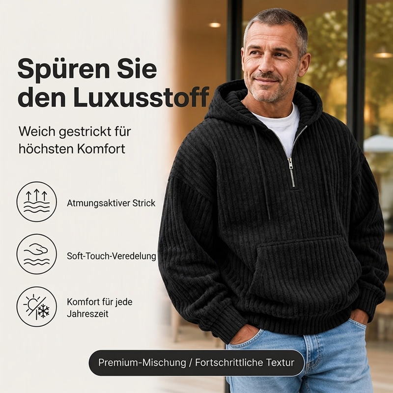 🎁Riesige Rabatte 🎉Herren lässiger Halb-Reißverschluss Cord Kapuzenpullover