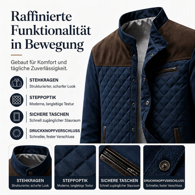 ✨Begrenzter Vorrat verfügbar, nicht verpassen! 🎁Lässige, wattierte Herrenjacke mit Stehkragen für warme Wärme