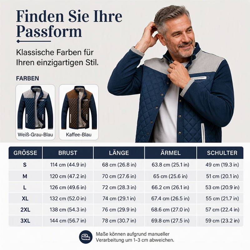 ✨Begrenzter Vorrat verfügbar, nicht verpassen! 🎁Lässige, wattierte Herrenjacke mit Stehkragen für warme Wärme