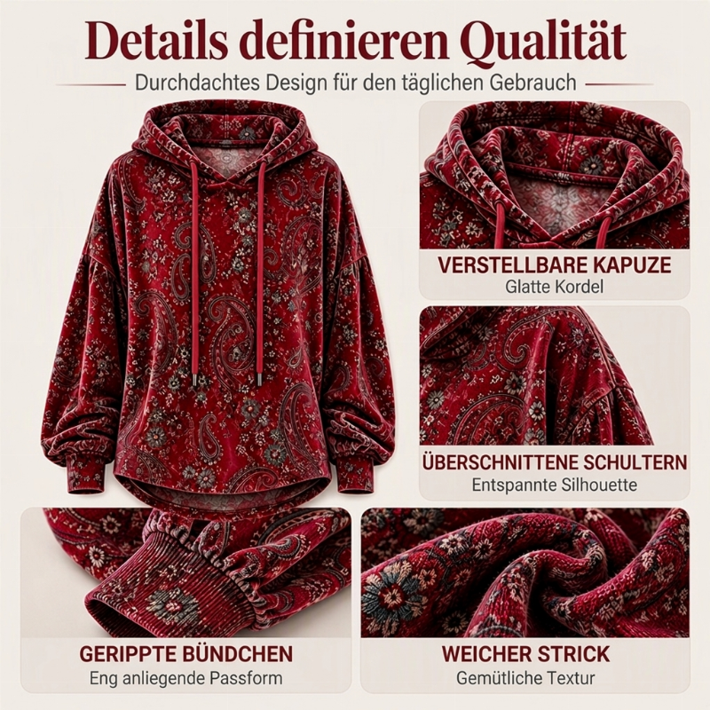 📢🎉50%Rabatt!!!🛍️✨Damen-Kapuzenpullover mit Paisley-Print und Kordelzug