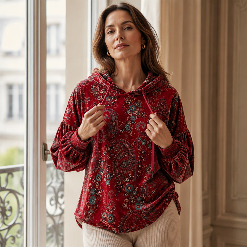 📢🎉50%Rabatt!!!🛍️✨Damen-Kapuzenpullover mit Paisley-Print und Kordelzug