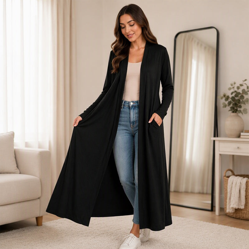 ⏰ Letzte Chance ⏰ Damen Offener Maxi-Langcardigan