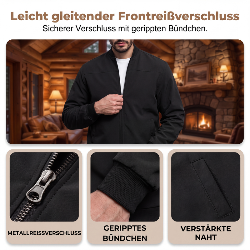✨Begrenzter Vorrat verfügbar, nicht verpassen!🔥🔥Klassische Bomberjacke für Herren mit Reißverschluss vorne