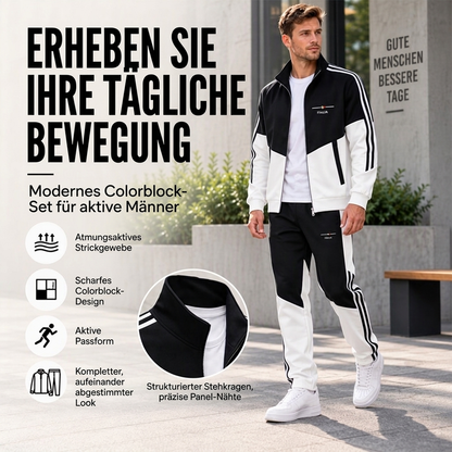 📢🎉Räumungsverkauf🛍️✨Herren Farbblock-Reißverschlussjacke und Kordelhosen-Set