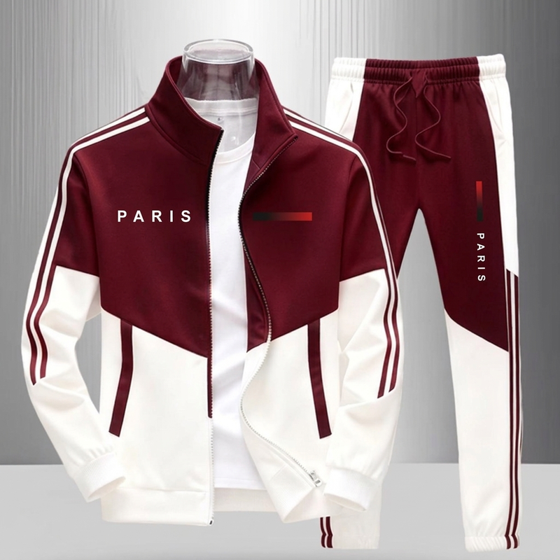 📢🎉Räumungsverkauf🛍️✨Herren Farbblock-Reißverschlussjacke und Kordelhosen-Set