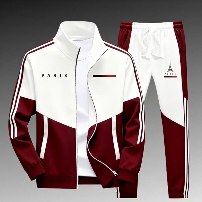 📢🎉Räumungsverkauf🛍️✨Herren Farbblock-Reißverschlussjacke und Kordelhosen-Set