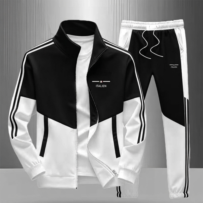 📢🎉Räumungsverkauf🛍️✨Herren Farbblock-Reißverschlussjacke und Kordelhosen-Set