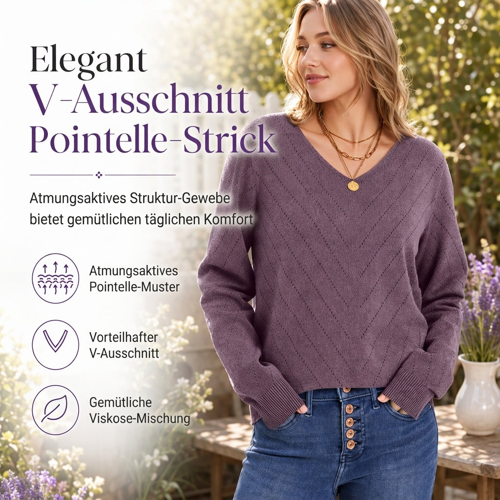 🙌 70% Wiederkaufquote🔥🔥Damen V-Ausschnitt Langarm Pullover Bequemes Strickteil für Herbst und Winter
