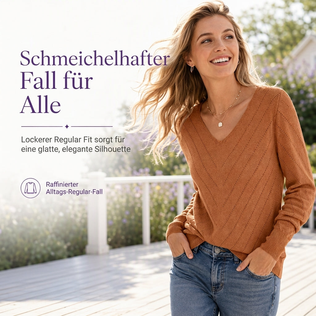 🙌 70% Wiederkaufquote🔥🔥Damen V-Ausschnitt Langarm Pullover Bequemes Strickteil für Herbst und Winter