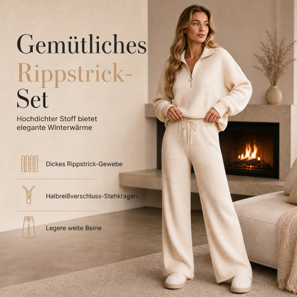 ✨Begrenzter Vorrat verfügbar, nicht verpassen!🔥🔥2-teiliges Damen-Set aus Strickpullover und weit geschnittenen Hosen