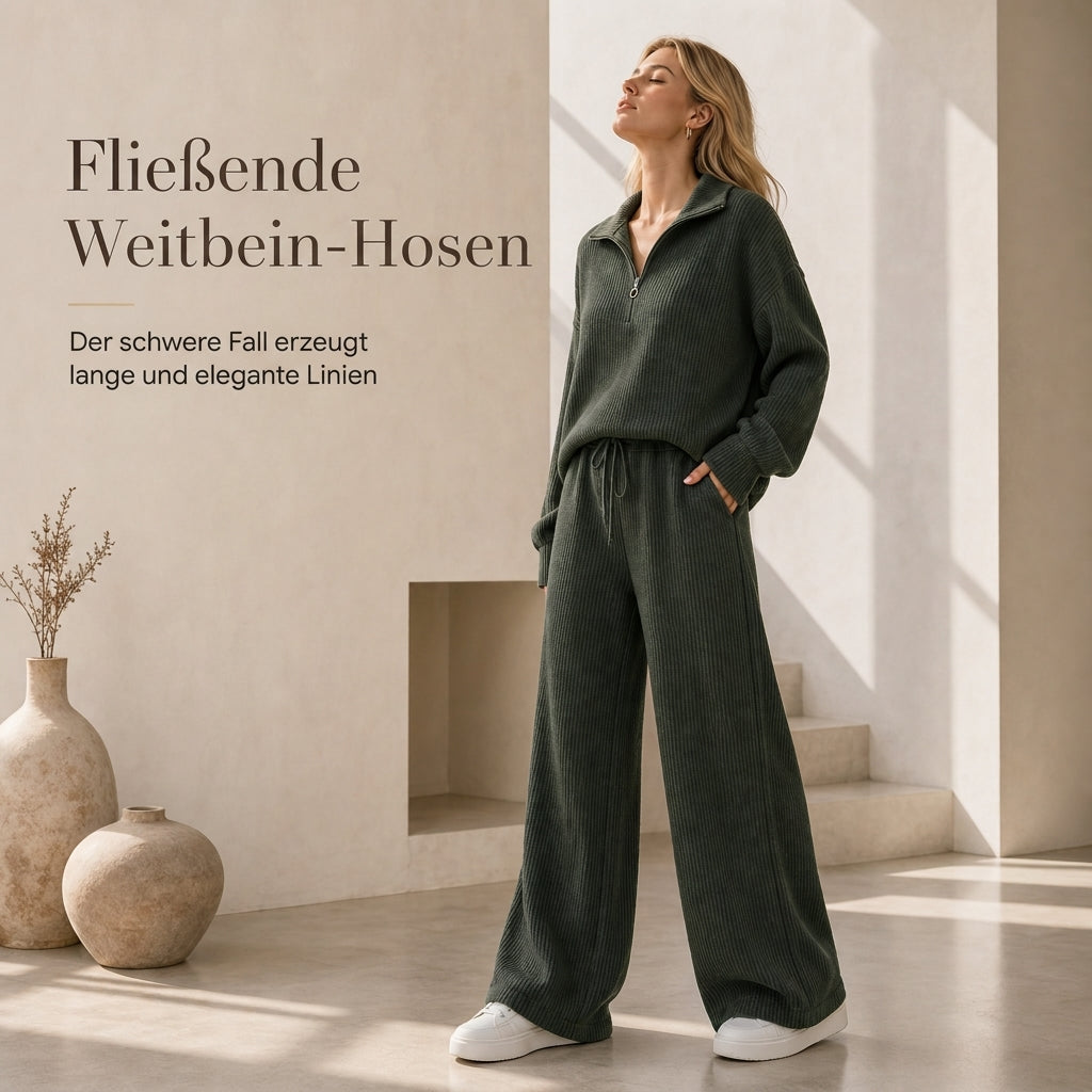 ✨Begrenzter Vorrat verfügbar, nicht verpassen!🔥🔥2-teiliges Damen-Set aus Strickpullover und weit geschnittenen Hosen