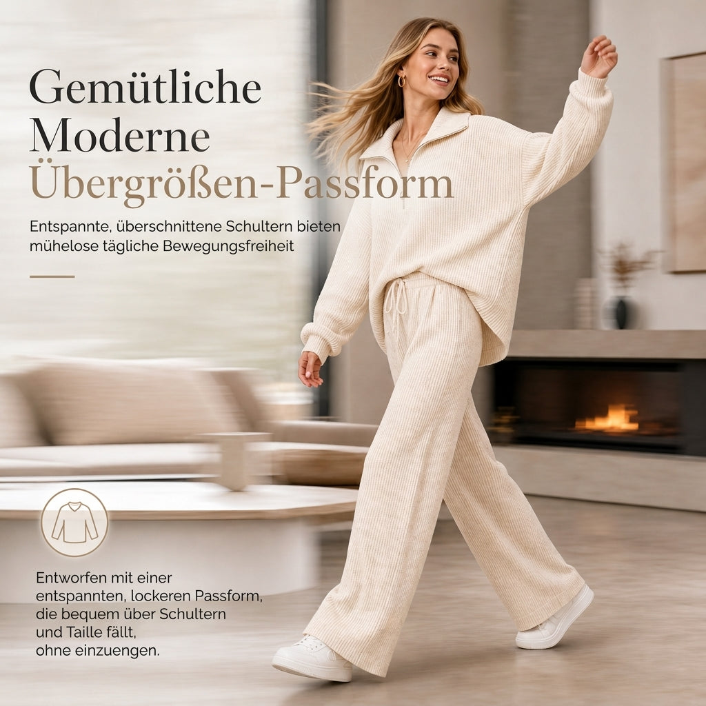 ✨Begrenzter Vorrat verfügbar, nicht verpassen!🔥🔥2-teiliges Damen-Set aus Strickpullover und weit geschnittenen Hosen