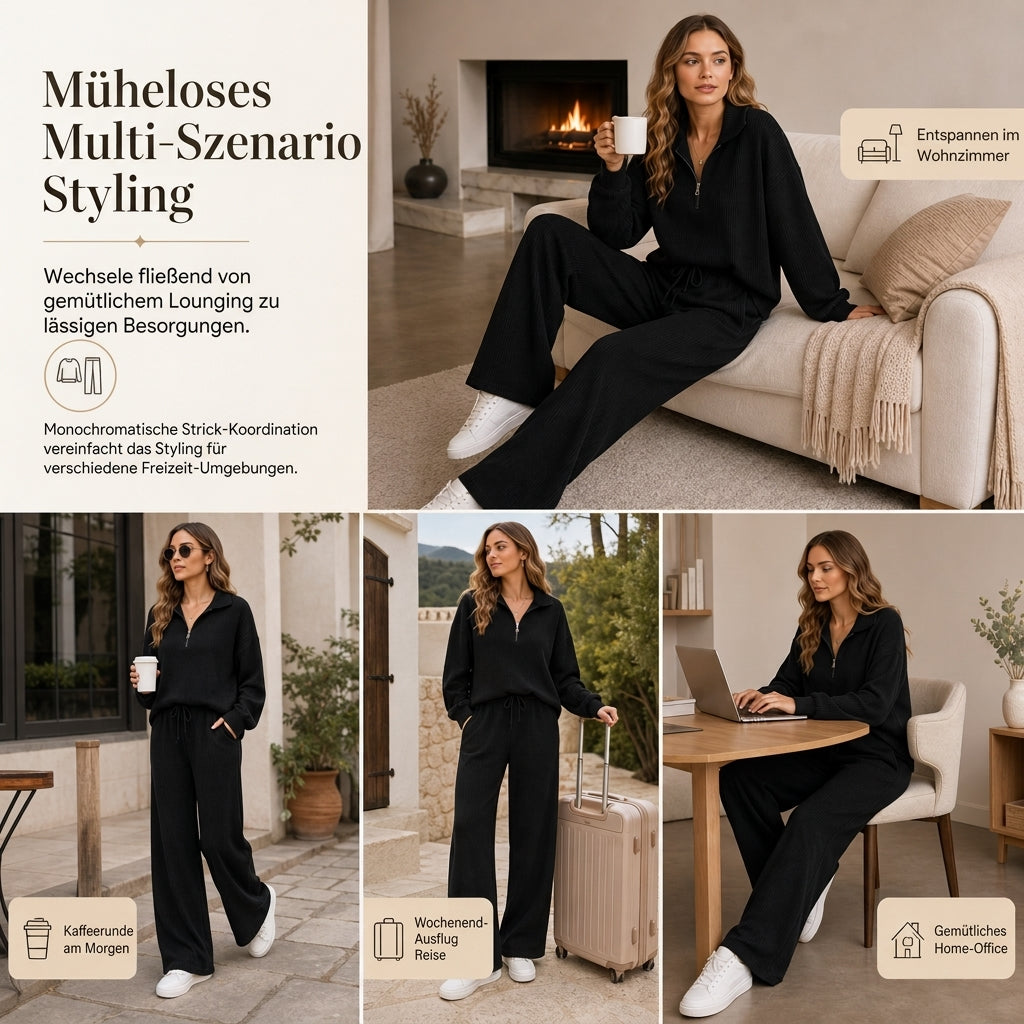 ✨Begrenzter Vorrat verfügbar, nicht verpassen!🔥🔥2-teiliges Damen-Set aus Strickpullover und weit geschnittenen Hosen