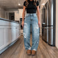 🔥 50% RABATT 👖 Schicke Damen-Jeans mit weitem Bein – Distressed-Look