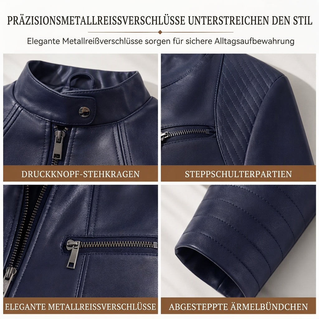 🔥Beliebtes Produkt ！✨Leichte Damen-Bikerjacke aus Kunstleder, kurze Motorradmantel für Frühling und Herbst