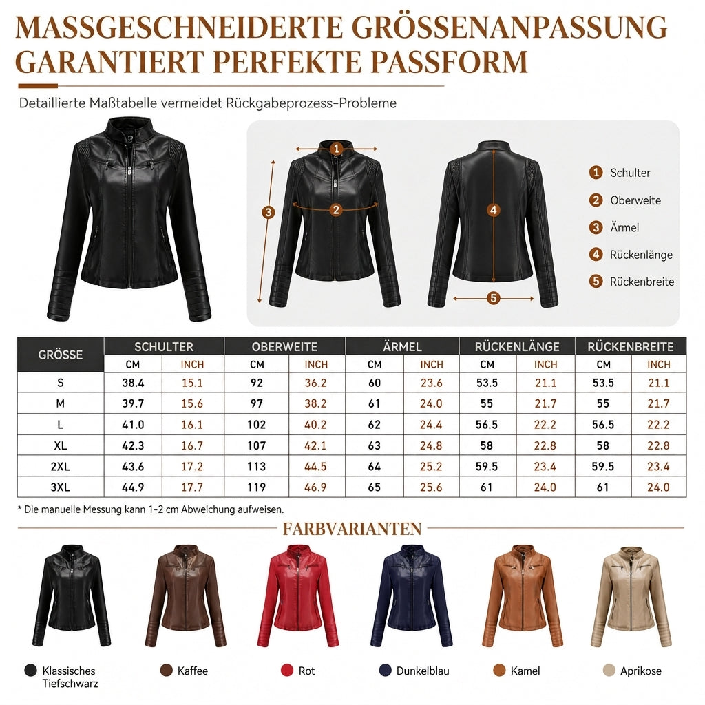 🔥Beliebtes Produkt ！✨Leichte Damen-Bikerjacke aus Kunstleder, kurze Motorradmantel für Frühling und Herbst