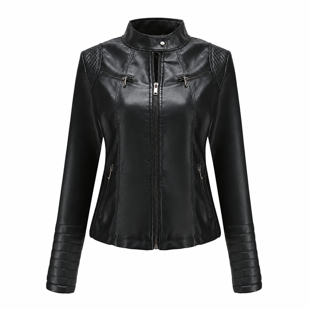 🔥Beliebtes Produkt ！✨Leichte Damen-Bikerjacke aus Kunstleder, kurze Motorradmantel für Frühling und Herbst