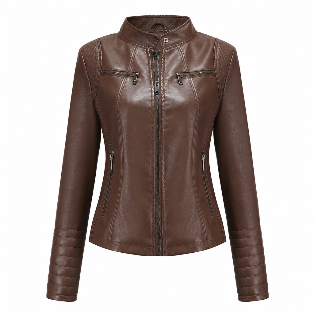 🔥Beliebtes Produkt ！✨Leichte Damen-Bikerjacke aus Kunstleder, kurze Motorradmantel für Frühling und Herbst