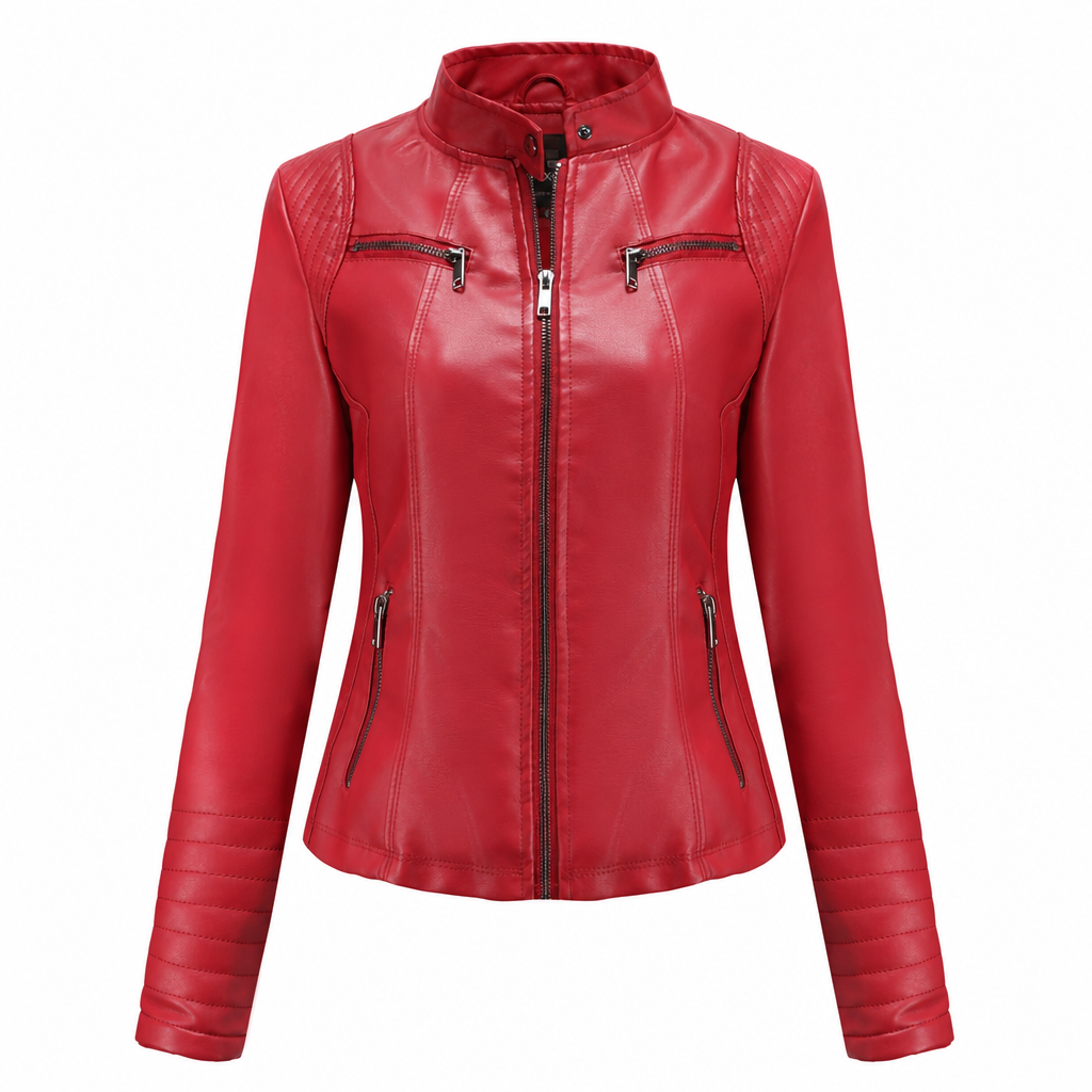 🔥Beliebtes Produkt ！✨Leichte Damen-Bikerjacke aus Kunstleder, kurze Motorradmantel für Frühling und Herbst