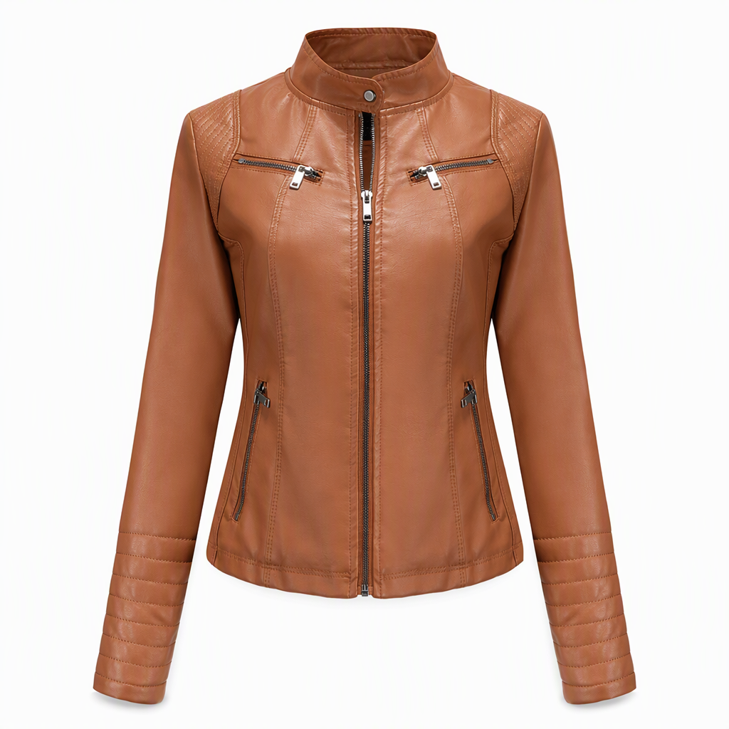 🔥Beliebtes Produkt ！✨Leichte Damen-Bikerjacke aus Kunstleder, kurze Motorradmantel für Frühling und Herbst