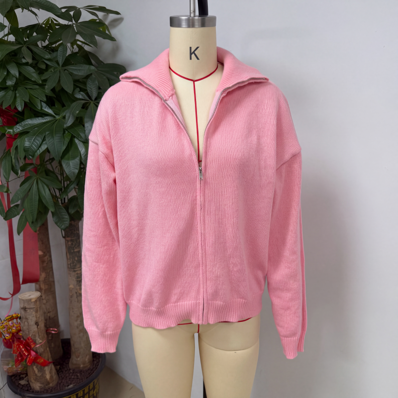 🔥Beliebtes Produkt ！✨Gerippte Strickjacke mit Reißverschluss für Damen