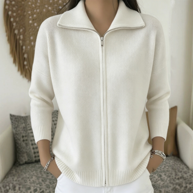 🔥Beliebtes Produkt ！✨Gerippte Strickjacke mit Reißverschluss für Damen