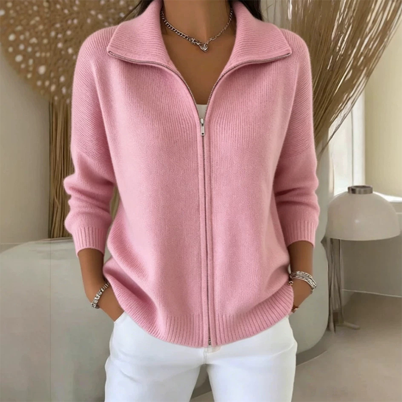 🔥Beliebtes Produkt ！✨Gerippte Strickjacke mit Reißverschluss für Damen