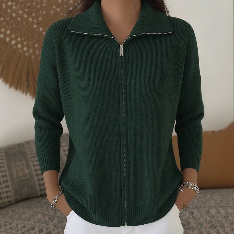 🔥Beliebtes Produkt ！✨Gerippte Strickjacke mit Reißverschluss für Damen