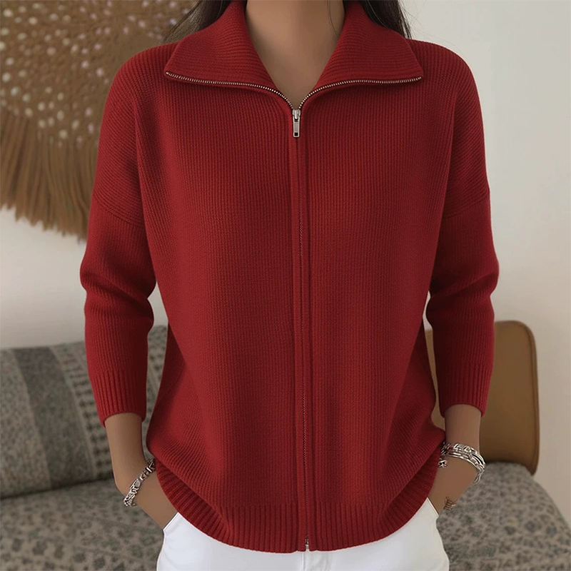 🔥Beliebtes Produkt ！✨Gerippte Strickjacke mit Reißverschluss für Damen