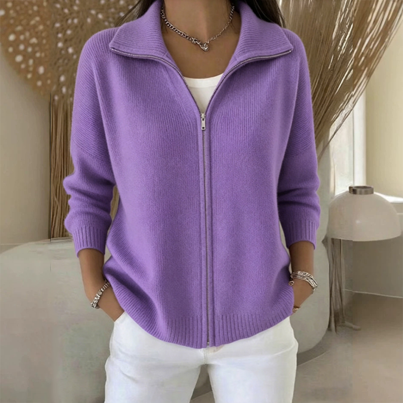 🔥Beliebtes Produkt ！✨Gerippte Strickjacke mit Reißverschluss für Damen