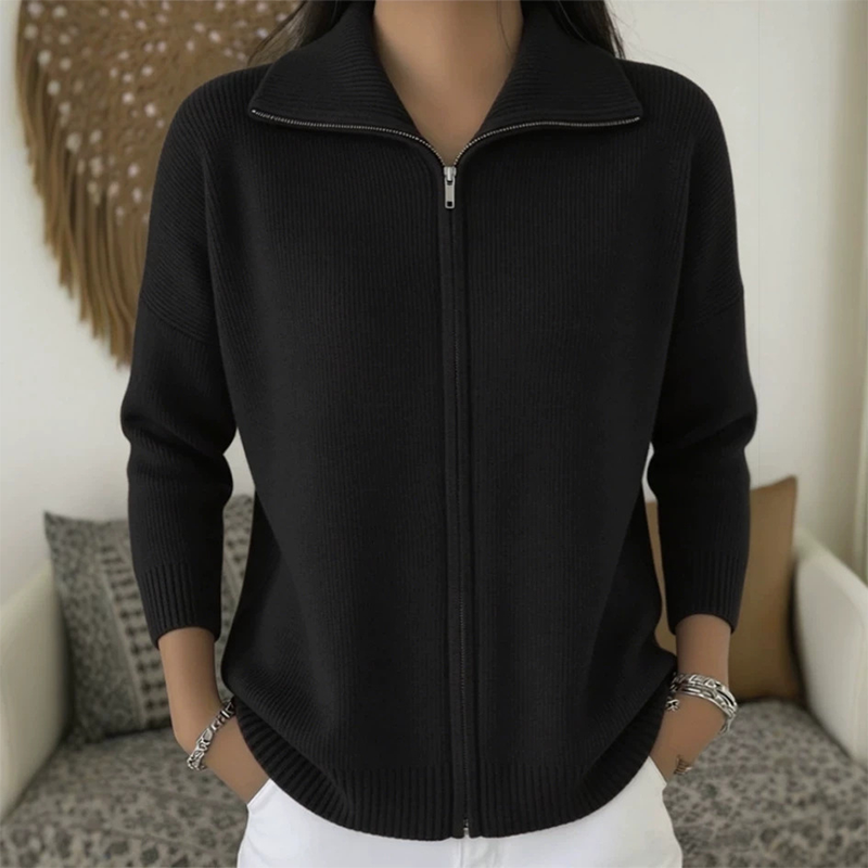 🔥Beliebtes Produkt ！✨Gerippte Strickjacke mit Reißverschluss für Damen