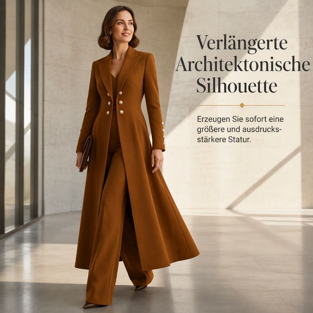 🙌 70% WiederkaufquoteElegantes herbstliches 2-Teiler-Outfit für Damen mit Retro-Langmantel und schlichter Hose