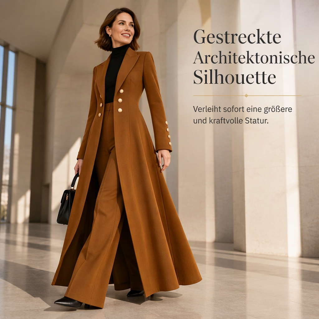 🙌 70% WiederkaufquoteElegantes herbstliches 2-Teiler-Outfit für Damen mit Retro-Langmantel und schlichter Hose