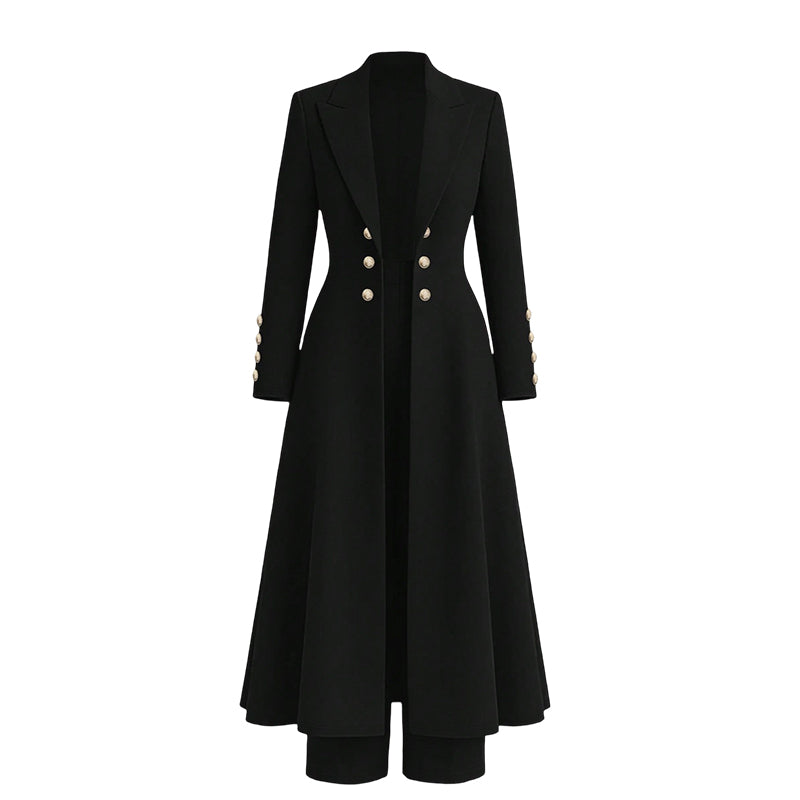 🙌 70% WiederkaufquoteElegantes herbstliches 2-Teiler-Outfit für Damen mit Retro-Langmantel und schlichter Hose