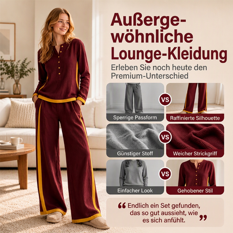 📢🎉50%Rabatt!!!🛍️✨Damen-Farblock-Langarmshirt mit Weithosenset