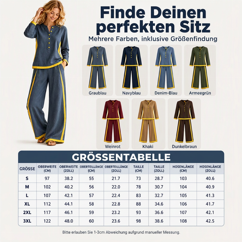 📢🎉50%Rabatt!!!🛍️✨Damen-Farblock-Langarmshirt mit Weithosenset