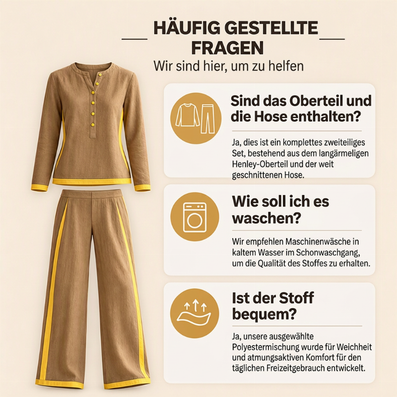 📢🎉50%Rabatt!!!🛍️✨Damen-Farblock-Langarmshirt mit Weithosenset
