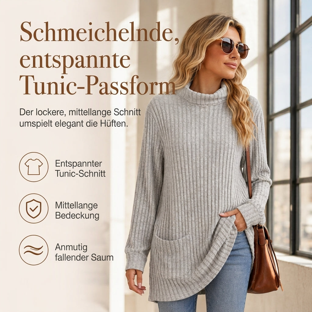 💥Jetzt stark nachgefragt! Nur wenig übrig!💥Damen Langarmshirt mit lockerem Sitz, Mock-Neck-Kragen