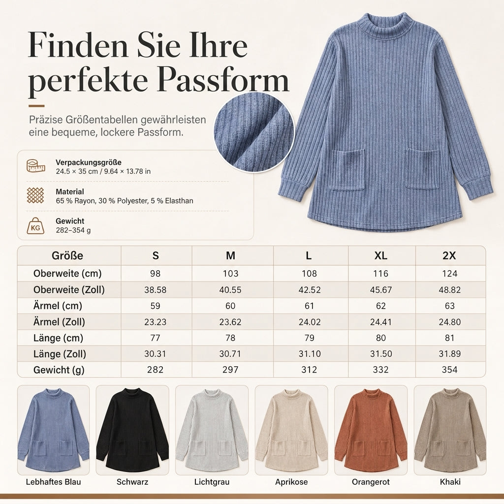 💥Jetzt stark nachgefragt! Nur wenig übrig!💥Damen Langarmshirt mit lockerem Sitz, Mock-Neck-Kragen
