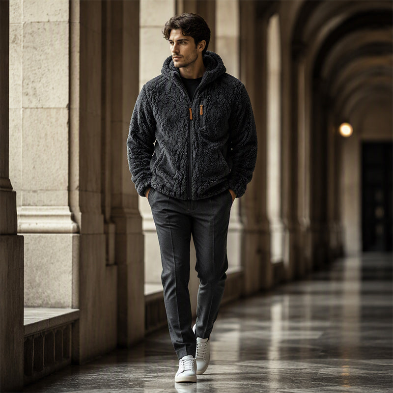 👚🔥Beliebtes Produkt ！✨Bestseller – Herren-Fleecejacke mit Kapuze und Reißverschluss